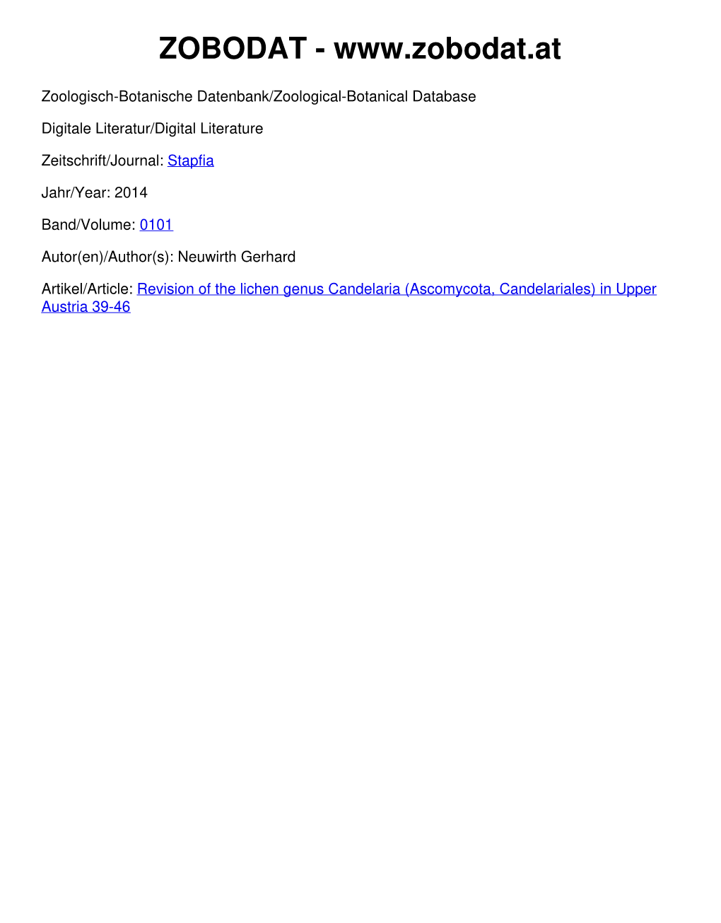 Revision of the Lichen Genus Candelaria (Ascomycota