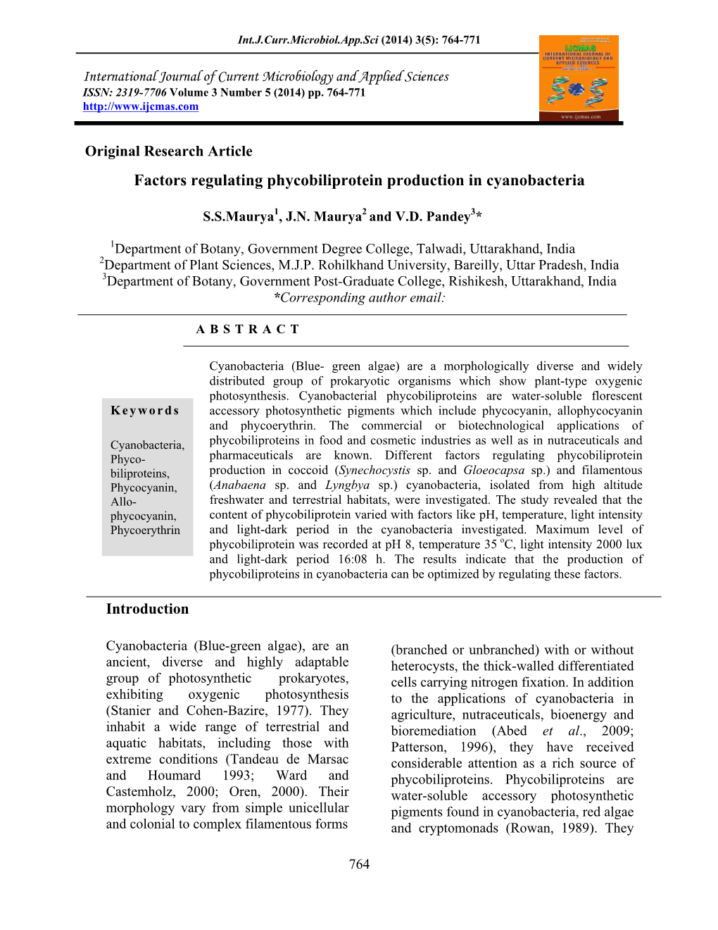 Factors Regulating Phycobiliprotein Production in Cyanobacteria