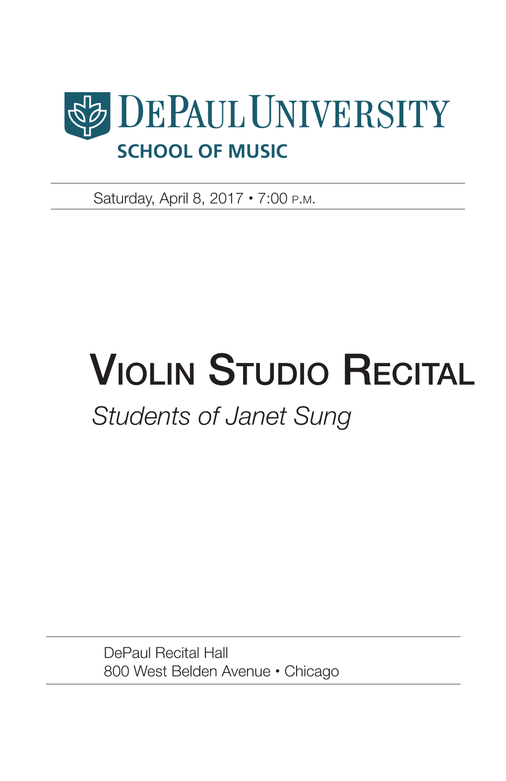 Violin Studio Recital Students of Janet Sung