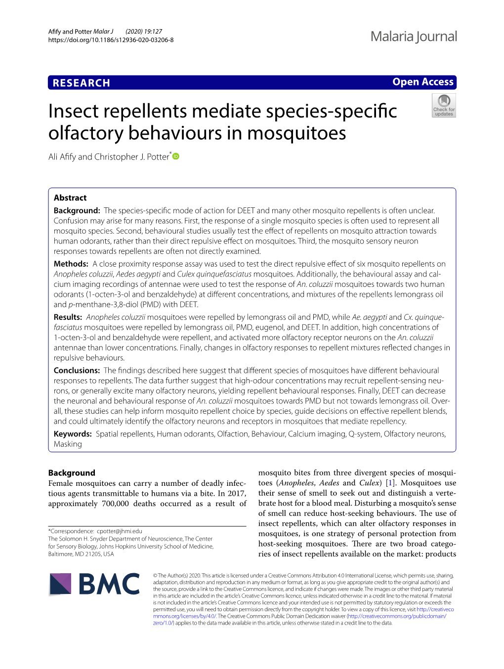 Insect Repellents Mediate Species-Specific