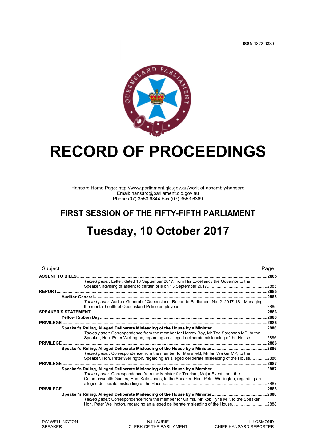 Record of Proceedings