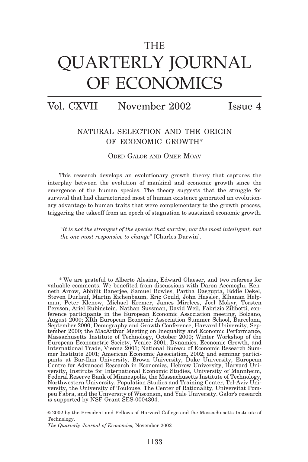 QUARTERLY JOURNAL of ECONOMICS Vol