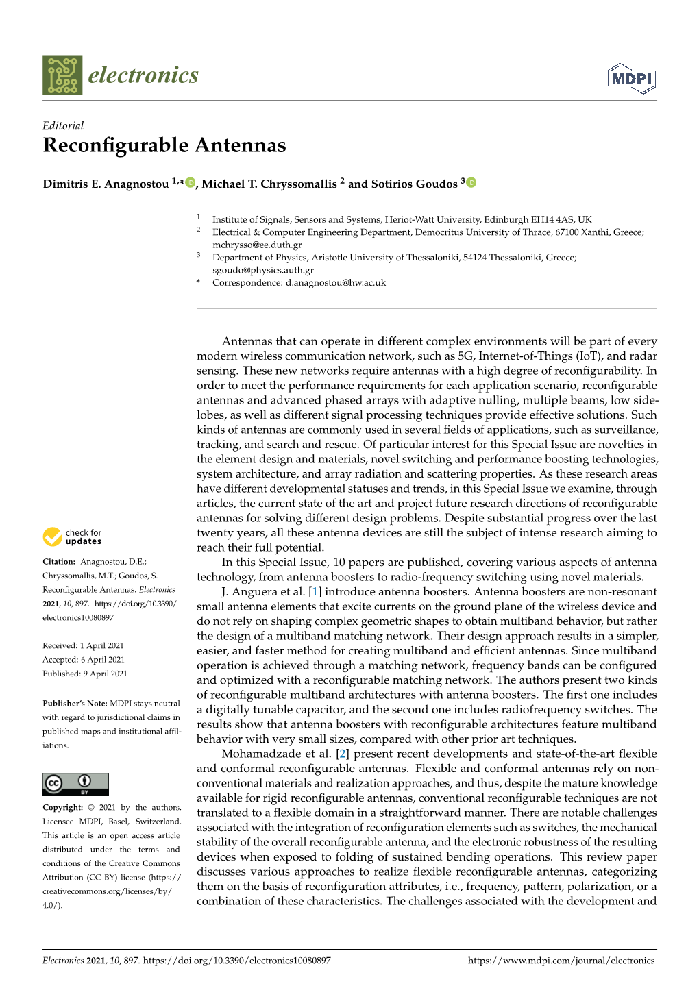 Reconfigurable Antennas