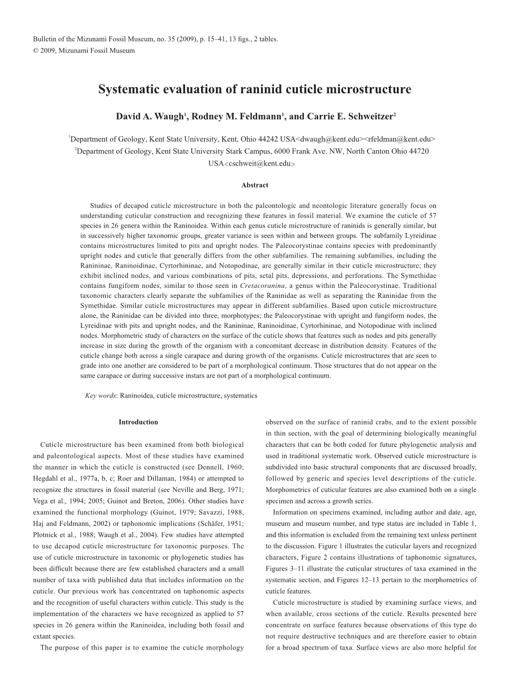 Systematic Evaluation of Raninid Cuticle Microstructure