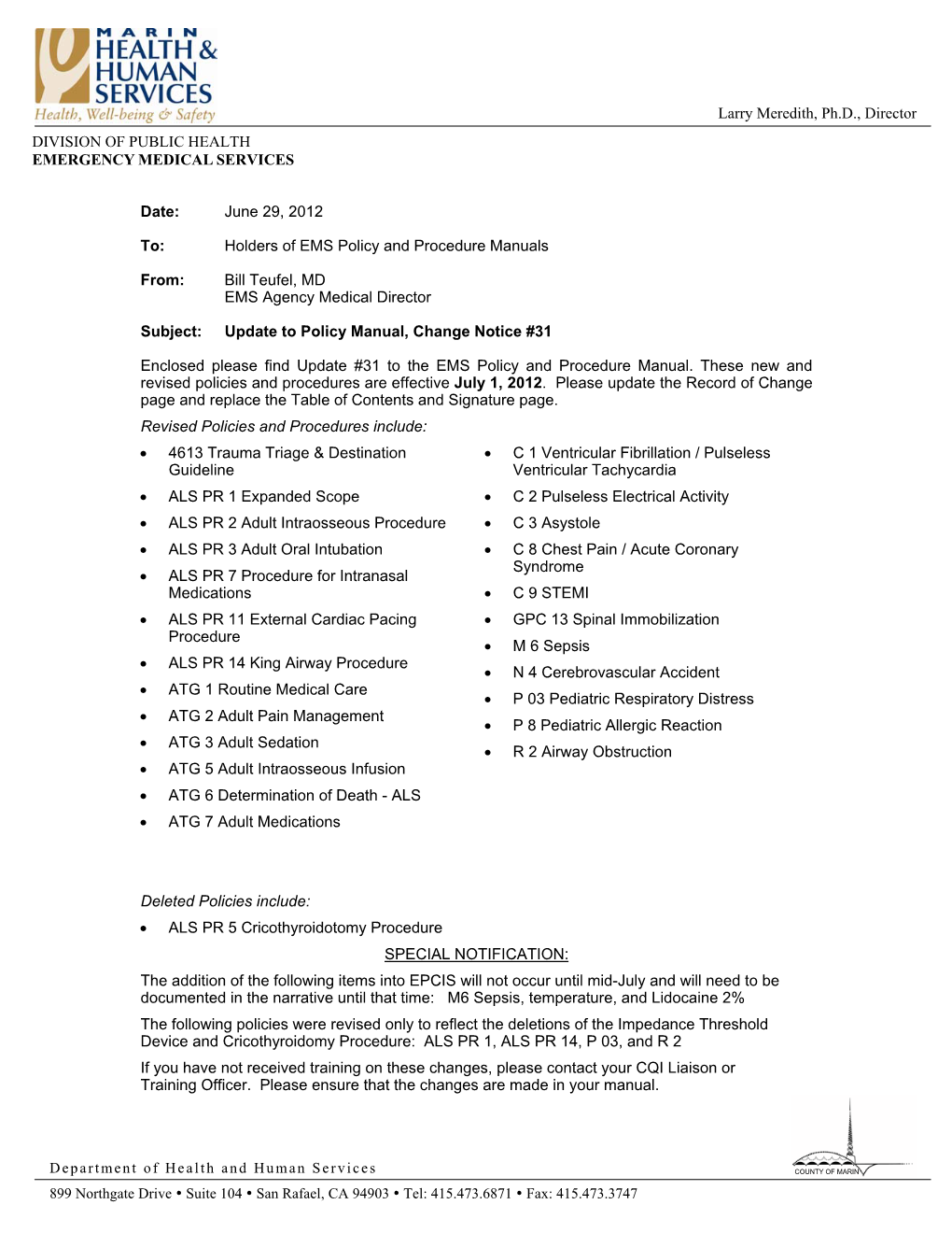 Trauma Triage Guideline 07/01/12