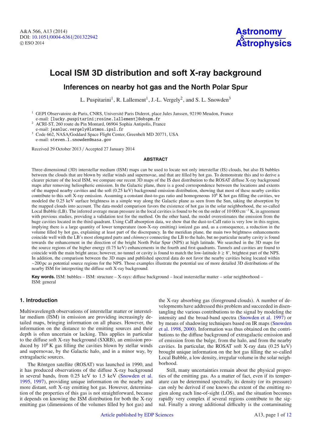 Local ISM 3D Distribution and Soft X-Ray Background Inferences on Nearby Hot Gas and the North Polar Spur