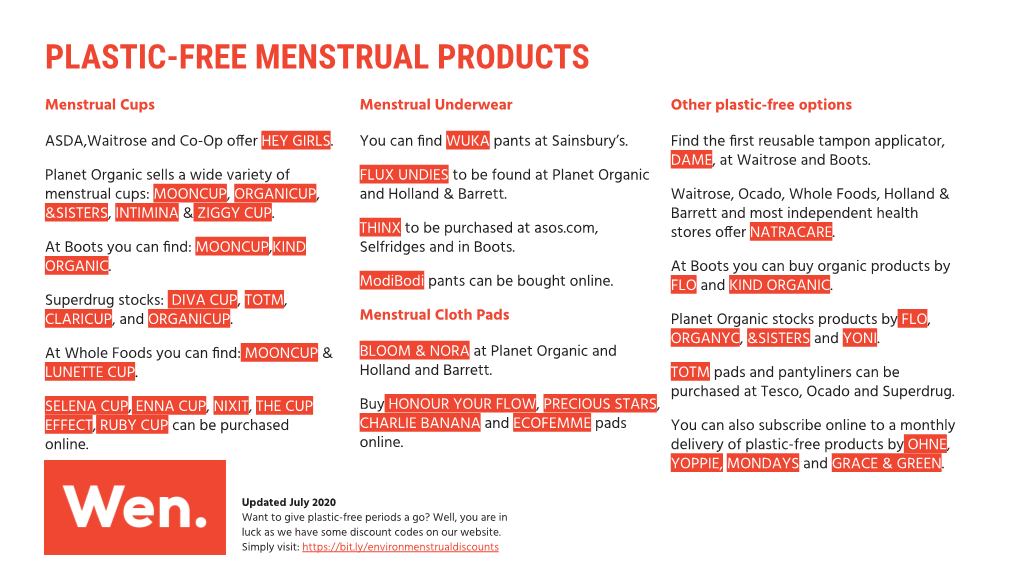 Plastic-Free Menstrual Products