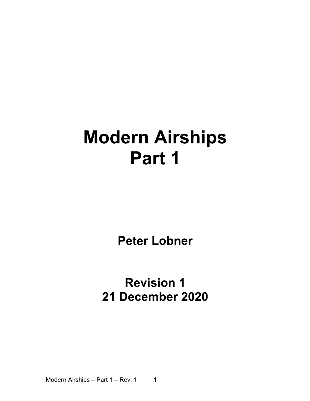 Modern Airships Part 1