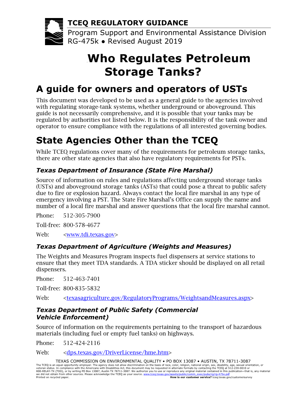 Who Regulates Petroleum Storage Tanks?