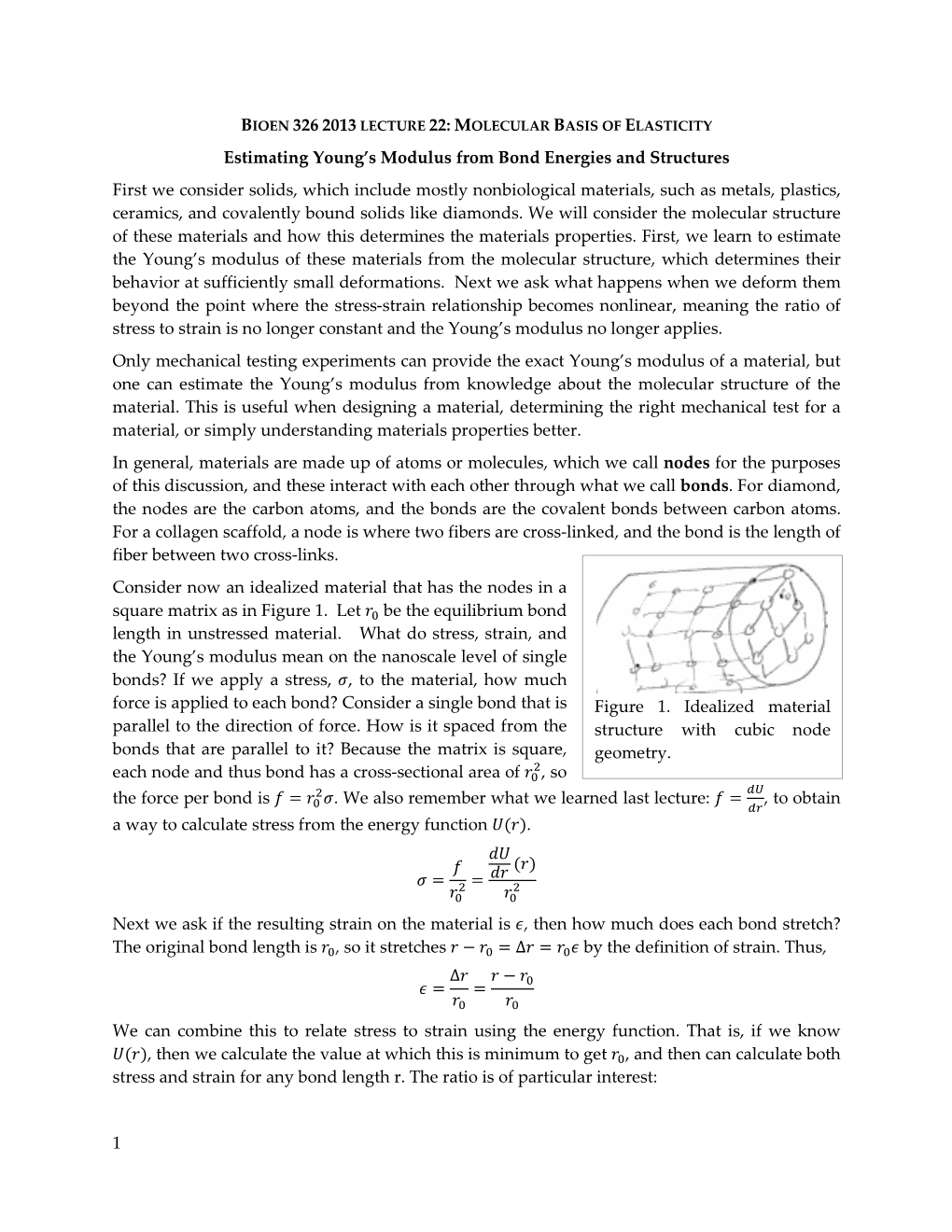 BIOEN 326 2013 Estimating Young's Modulus from Bond Energies And