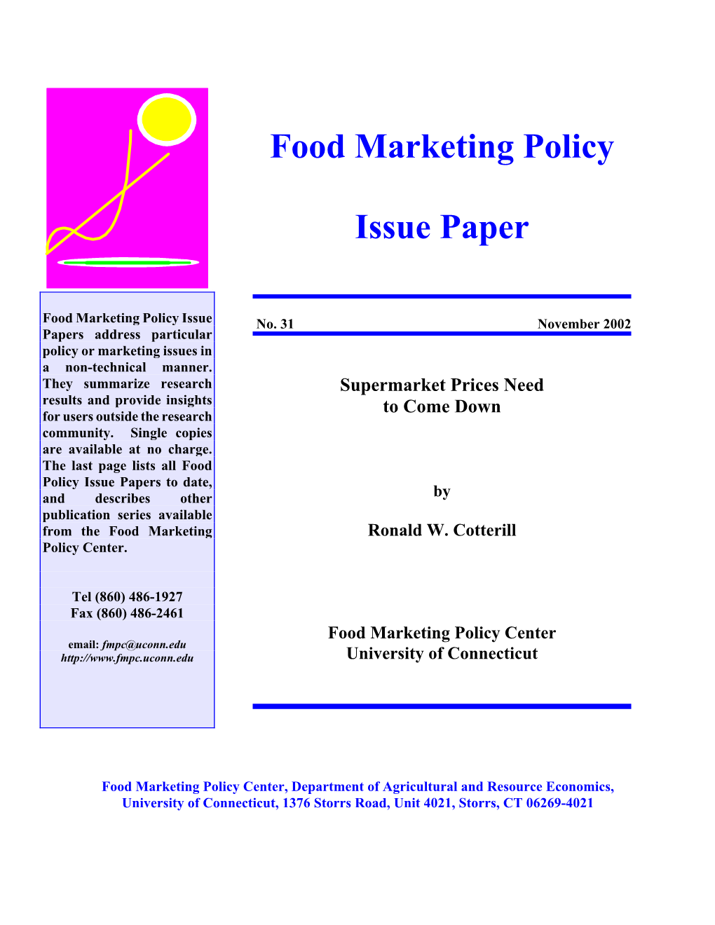 Food Marketing Policy Issue Paper