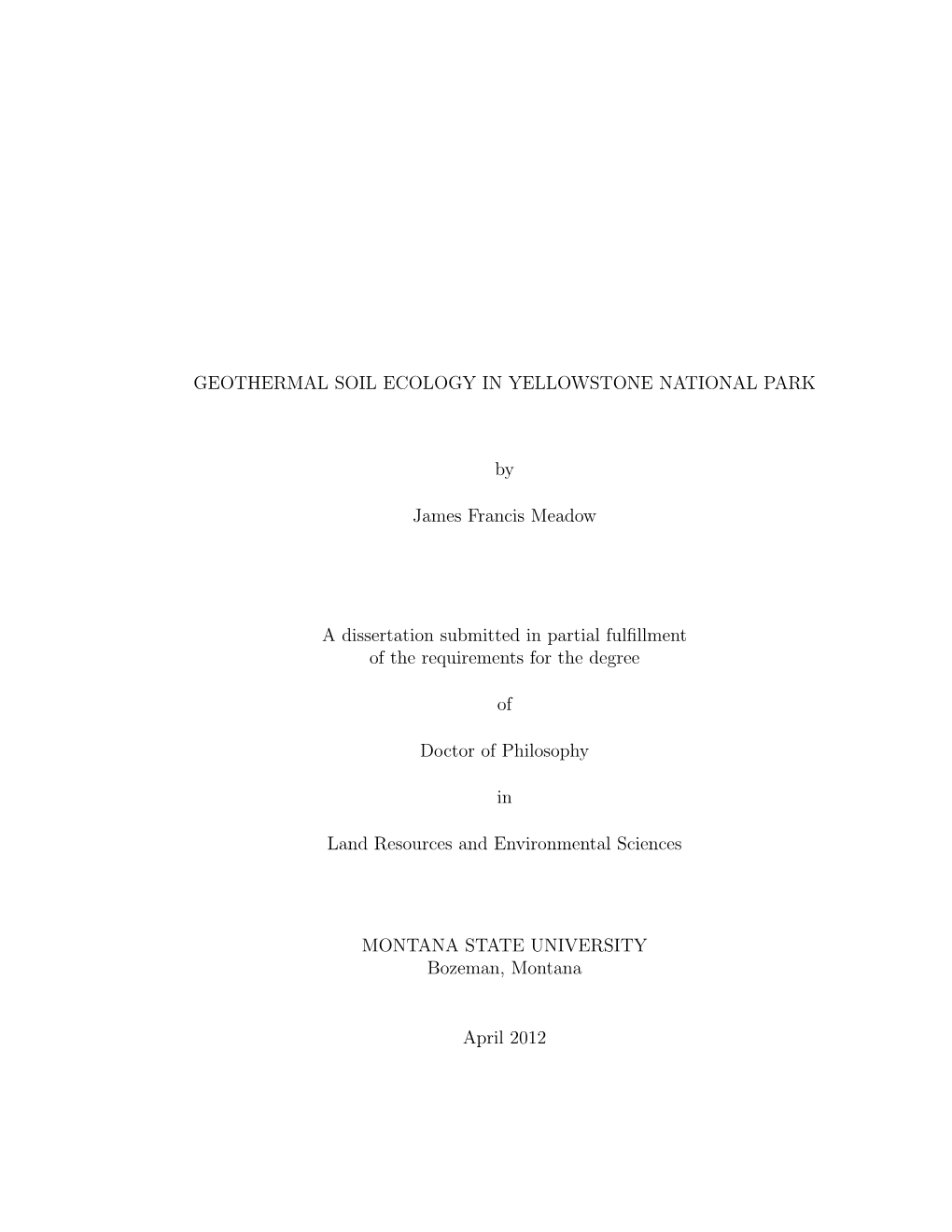 Geothermal Soil Ecology in Yellowstone National Park