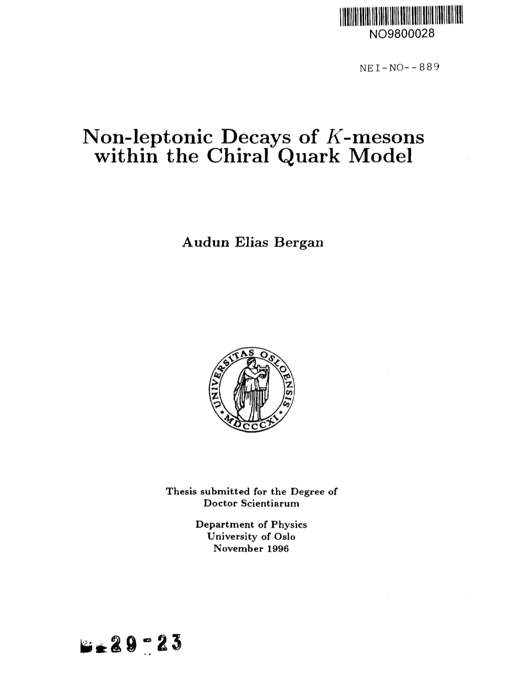 Non-Leptonic Decays of If-Mesons Within the Chiral Quark Model