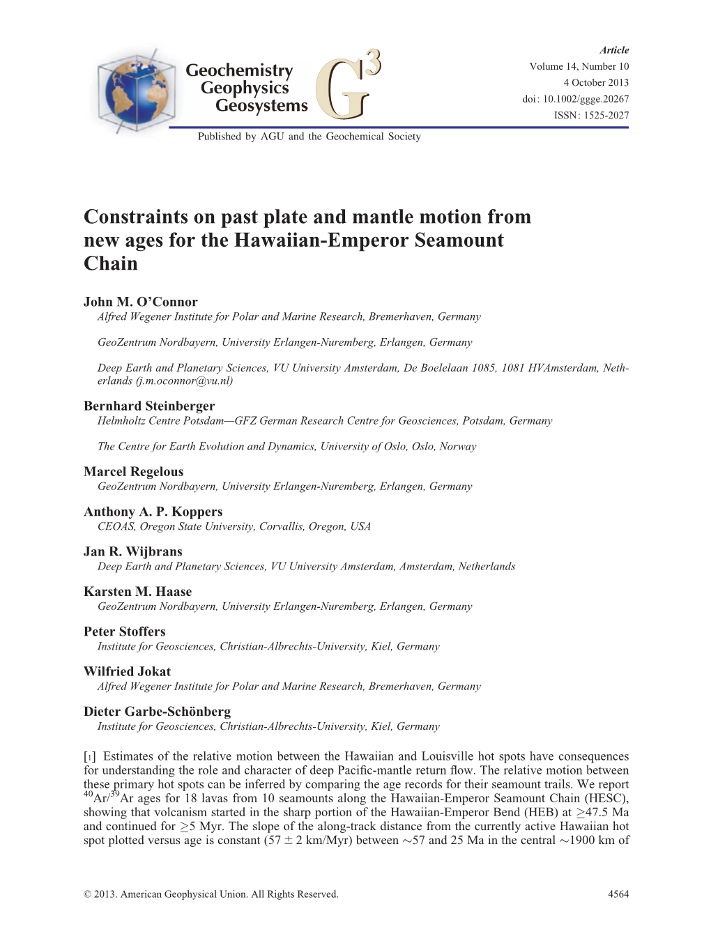 Constraints on Past Plate and Mantle Motion from New Ages for the Hawaiian-Emperor Seamount Chain