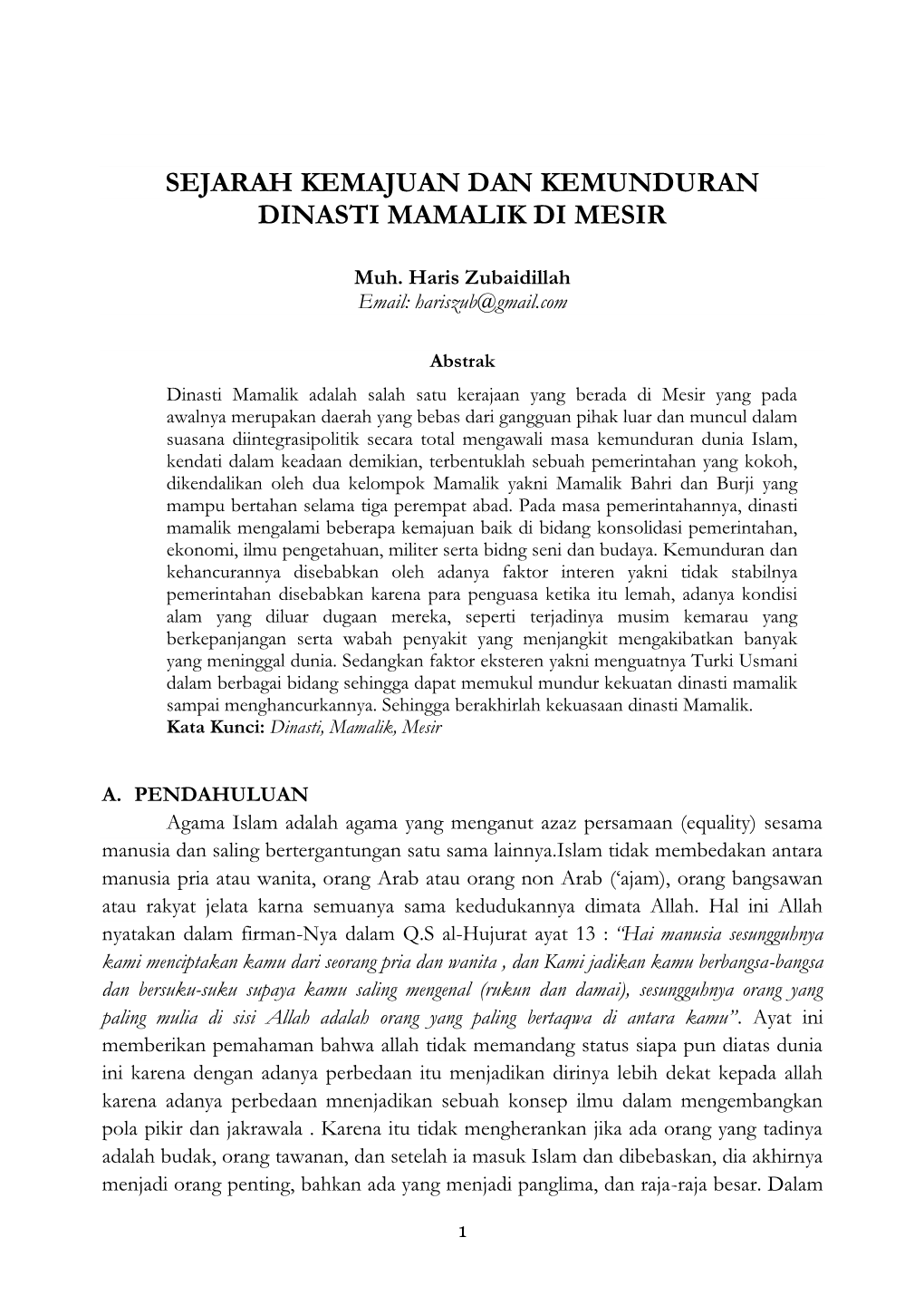 Sejarah Kemajuan Dan Kemunduran Dinasti Mamalik Di Mesir