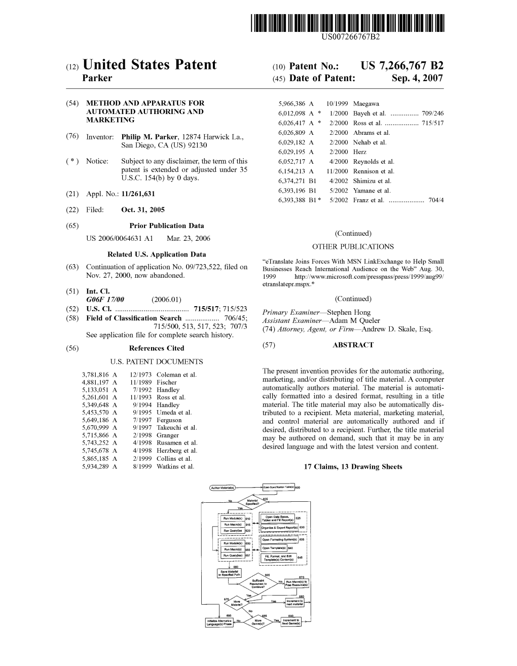 United States Patent (10) Patent N0.: US 7,266,767 B2 Parker (45) Date of Patent: Sep