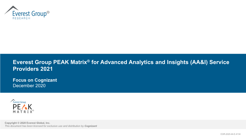 Everest Group PEAK Matrix for Advanced Analytics