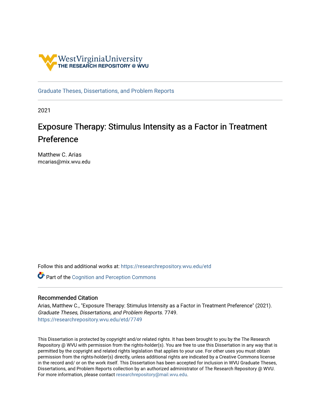 Exposure Therapy: Stimulus Intensity As a Factor in Treatment Preference