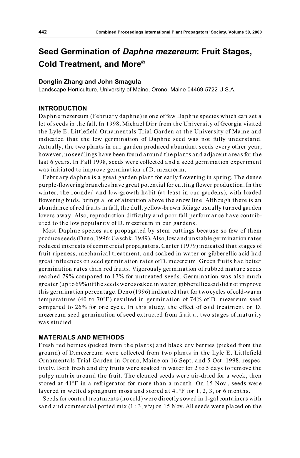 Seed Germination of Daphne Mezereum: Fruit Stages, Cold Treatment, and More©