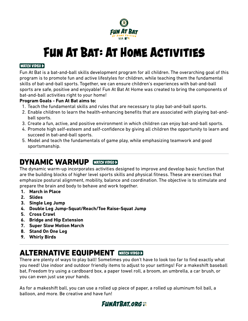 Fun at Bat: at Home Activities