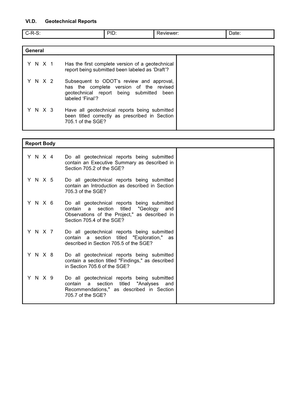 VI. D. Geotechnical Reports