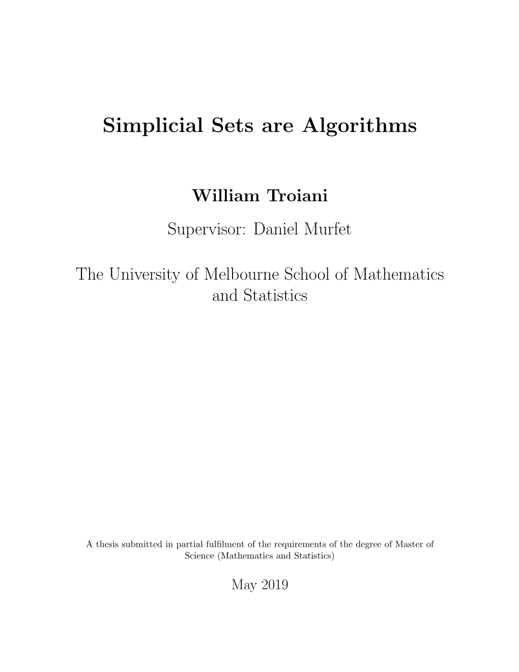 Simplicial Sets Are Algorithms