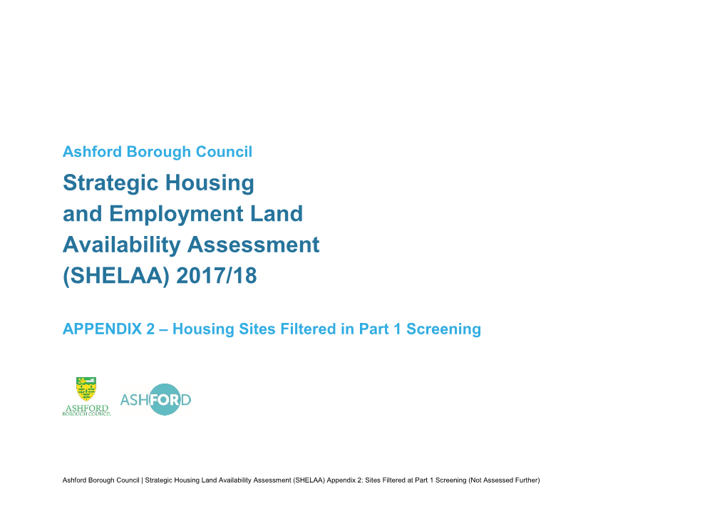 Strategic Housing and Employment Land Availability Assessment (SHELAA) 2017/18