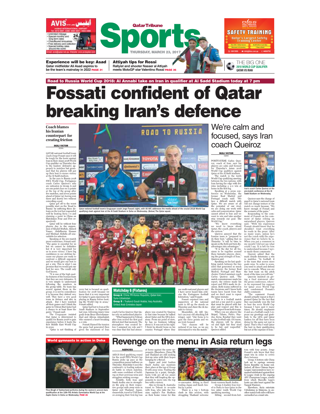Fossati Confident of Qatar Breaking Iran's Defence