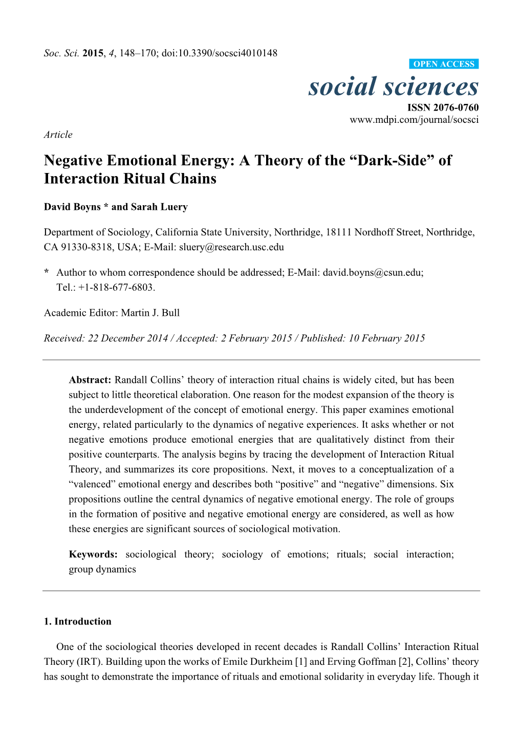 Negative Emotional Energy: a Theory of the “Dark-Side” of Interaction Ritual Chains