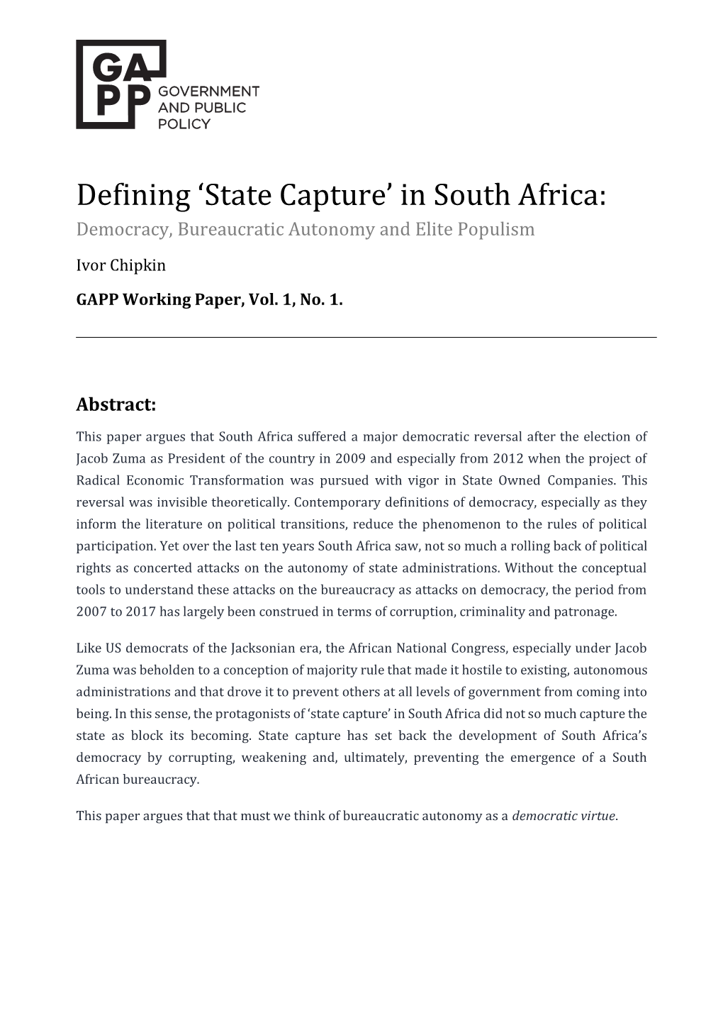 Defining 'State Capture' in South Africa