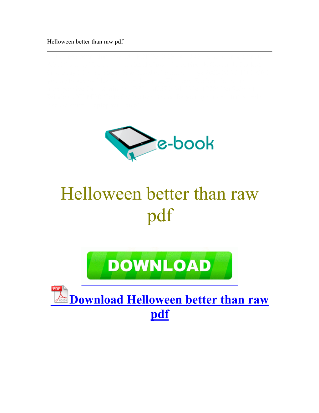 Helloween Better Than Raw Pdf