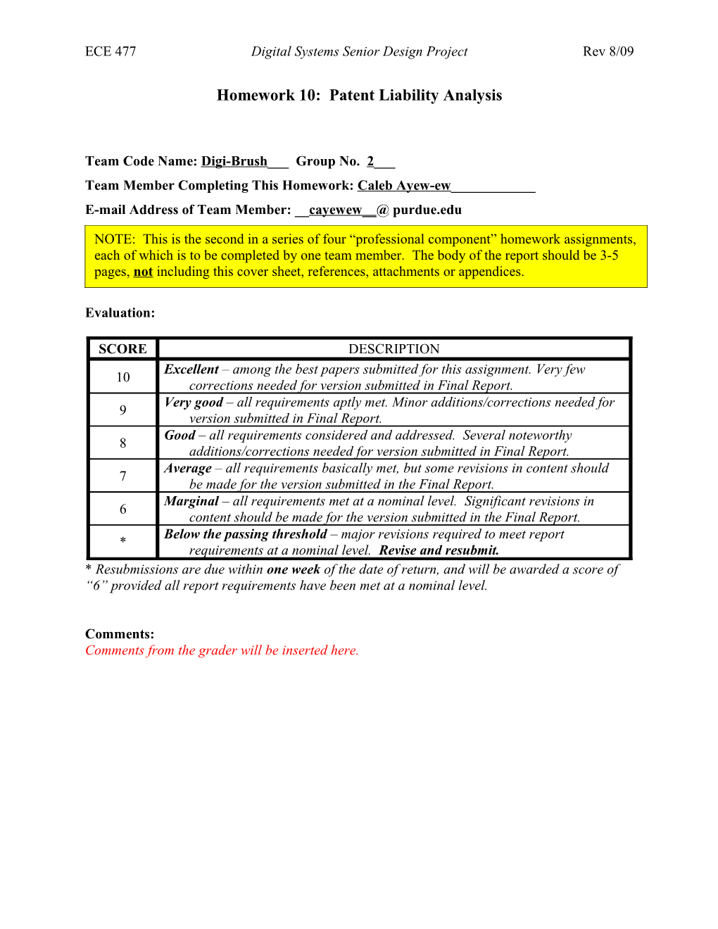 ECE 477 Digital Systems Senior Design Project Rev 8/09 s15