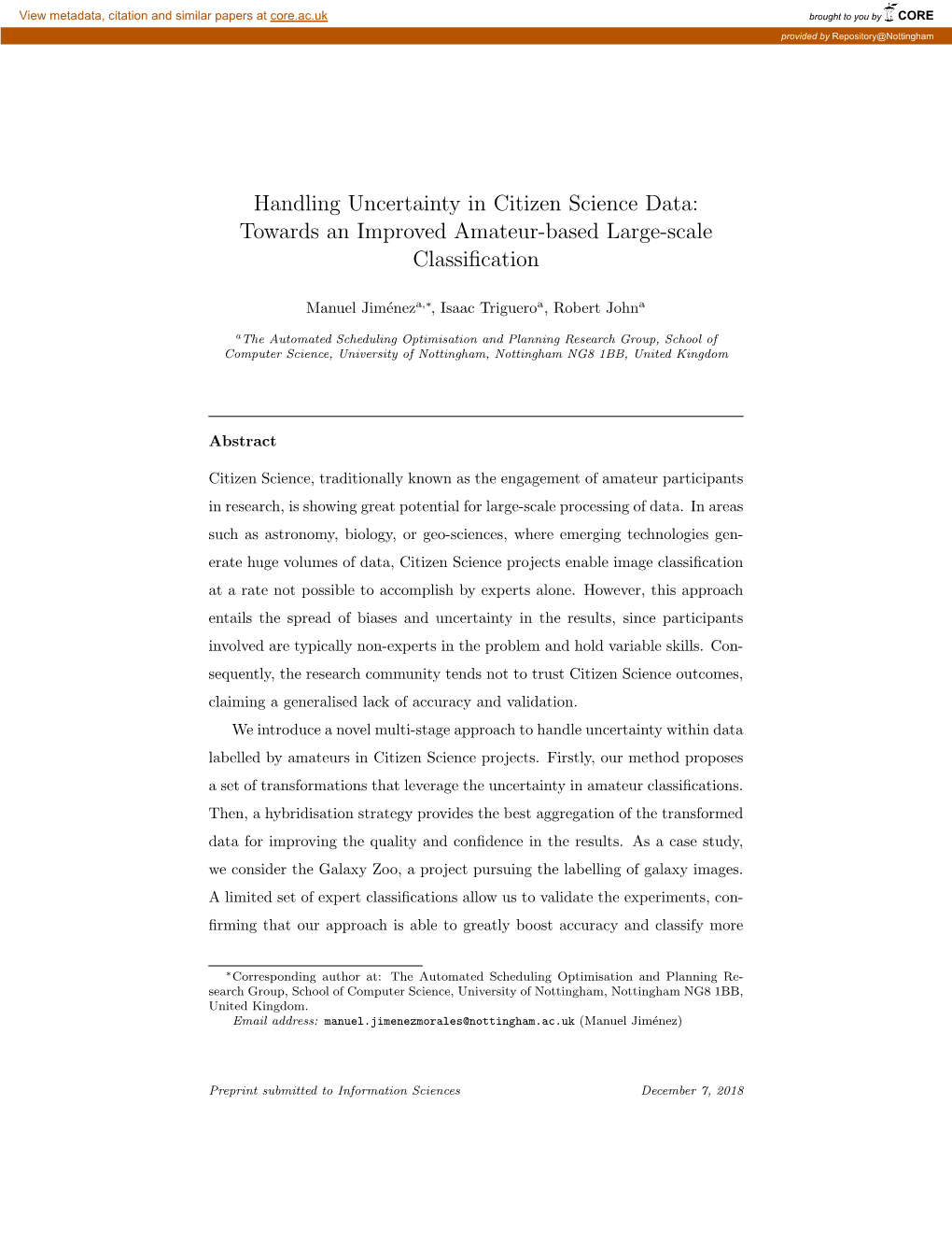 Handling Uncertainty in Citizen Science Data: Towards an Improved Amateur-Based Large-Scale Classiﬁcation