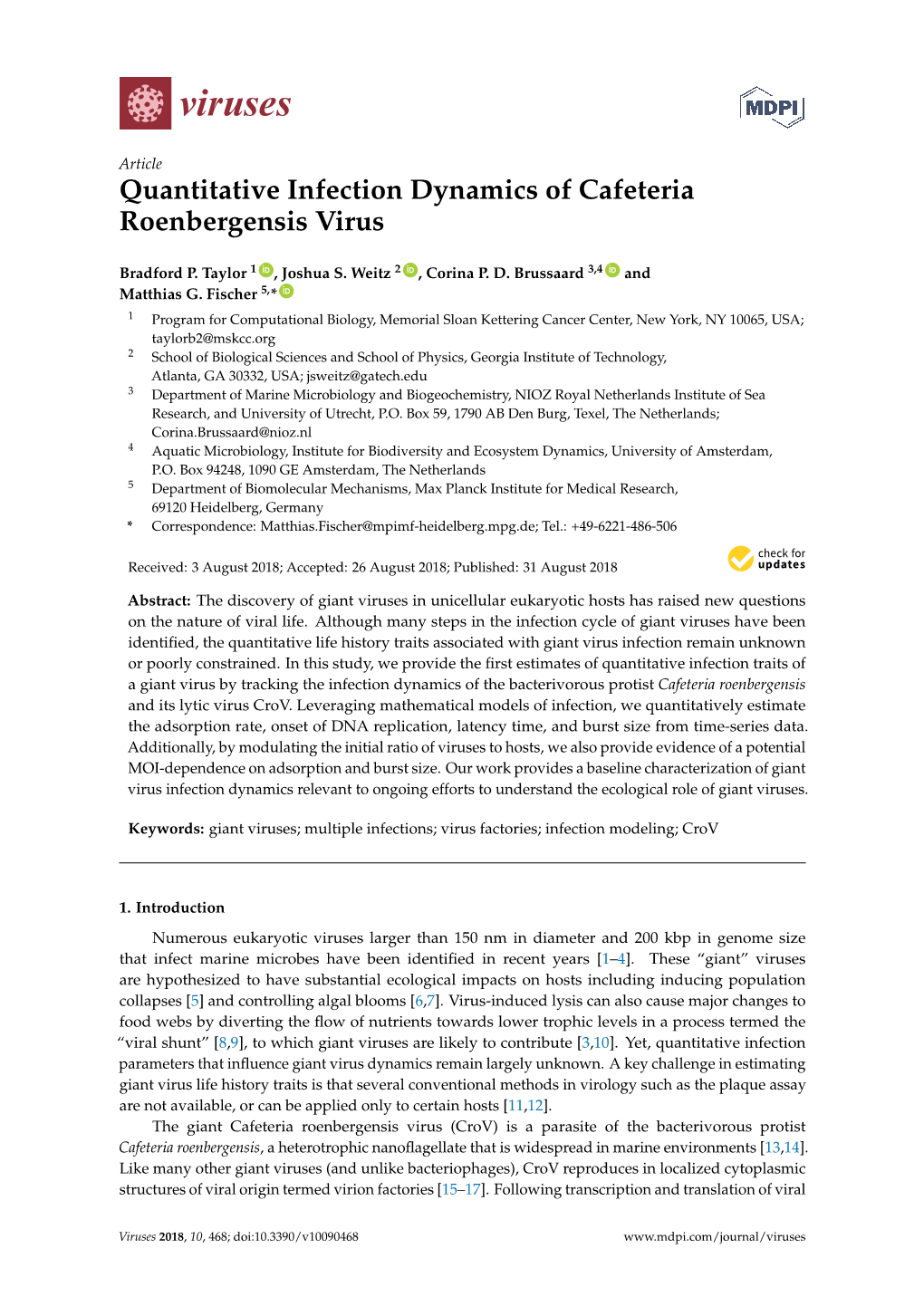 Quantitative Infection Dynamics of Cafeteria Roenbergensis Virus