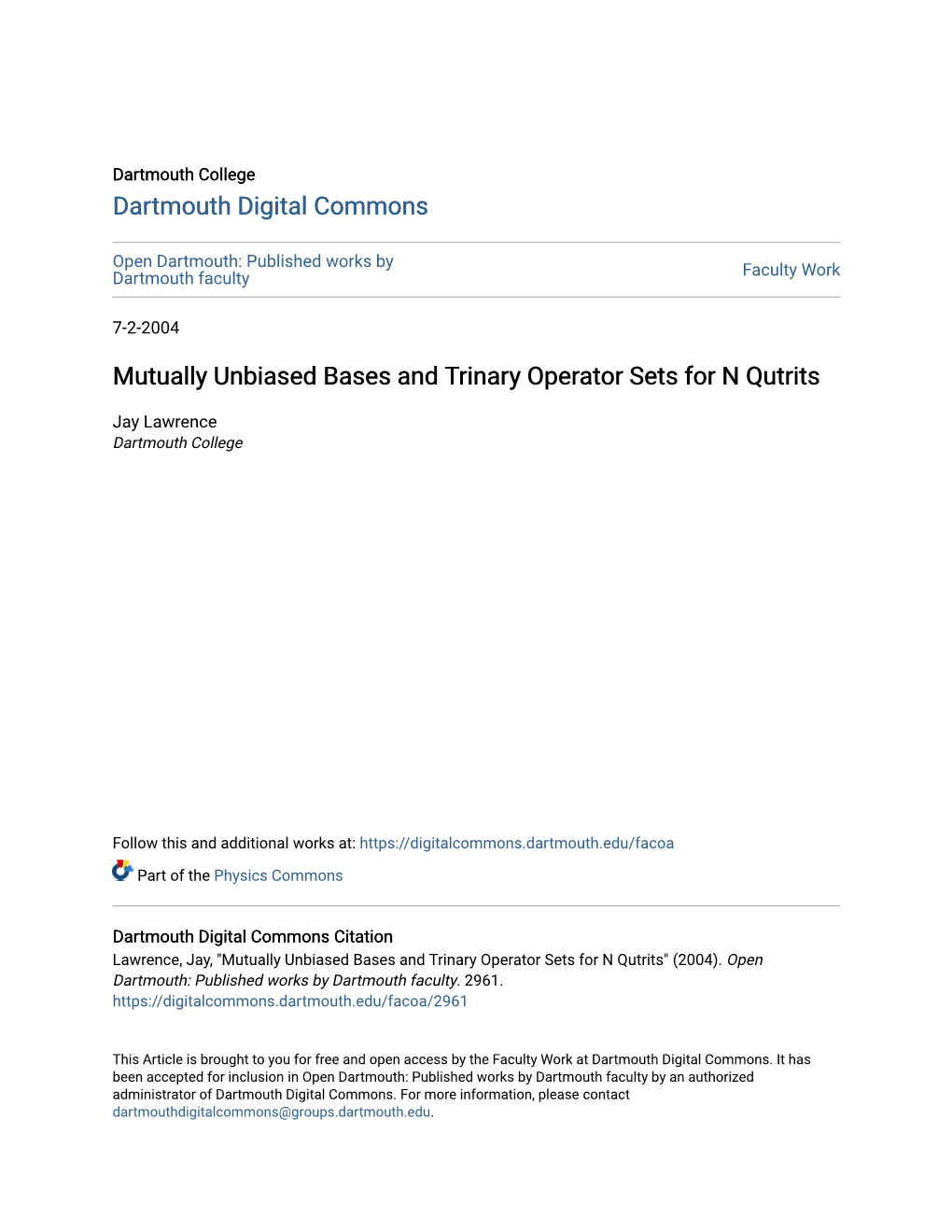 Mutually Unbiased Bases and Trinary Operator Sets for N Qutrits