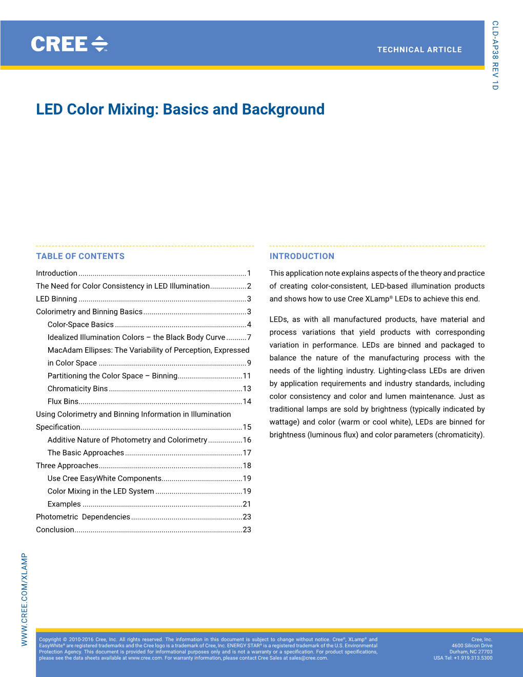 LED Color Mixing: Basics and Background