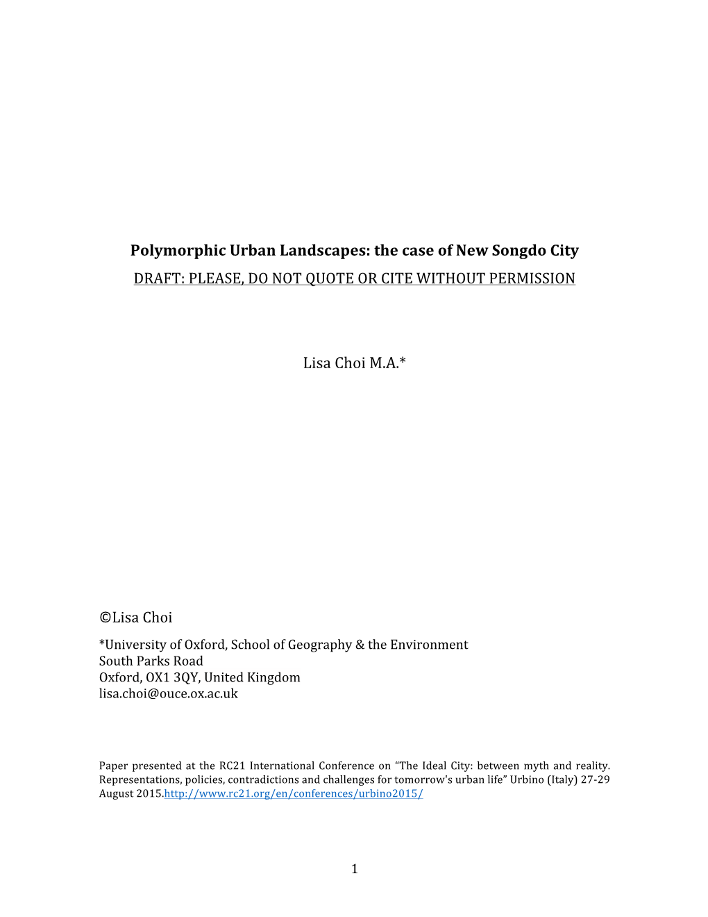 Polymorphic Urban Landscapes: the Case of New Songdo City