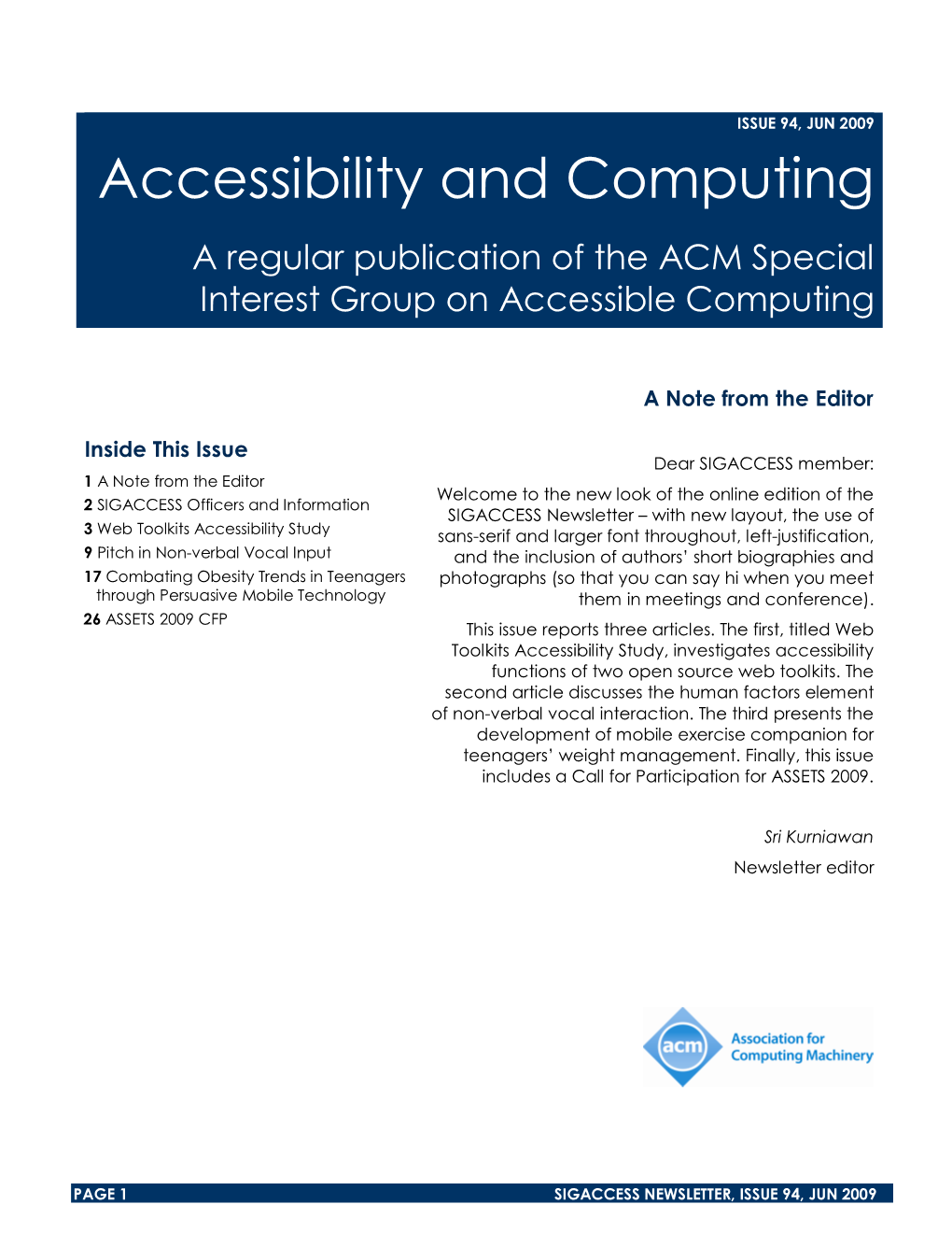 Accessibility and Computing