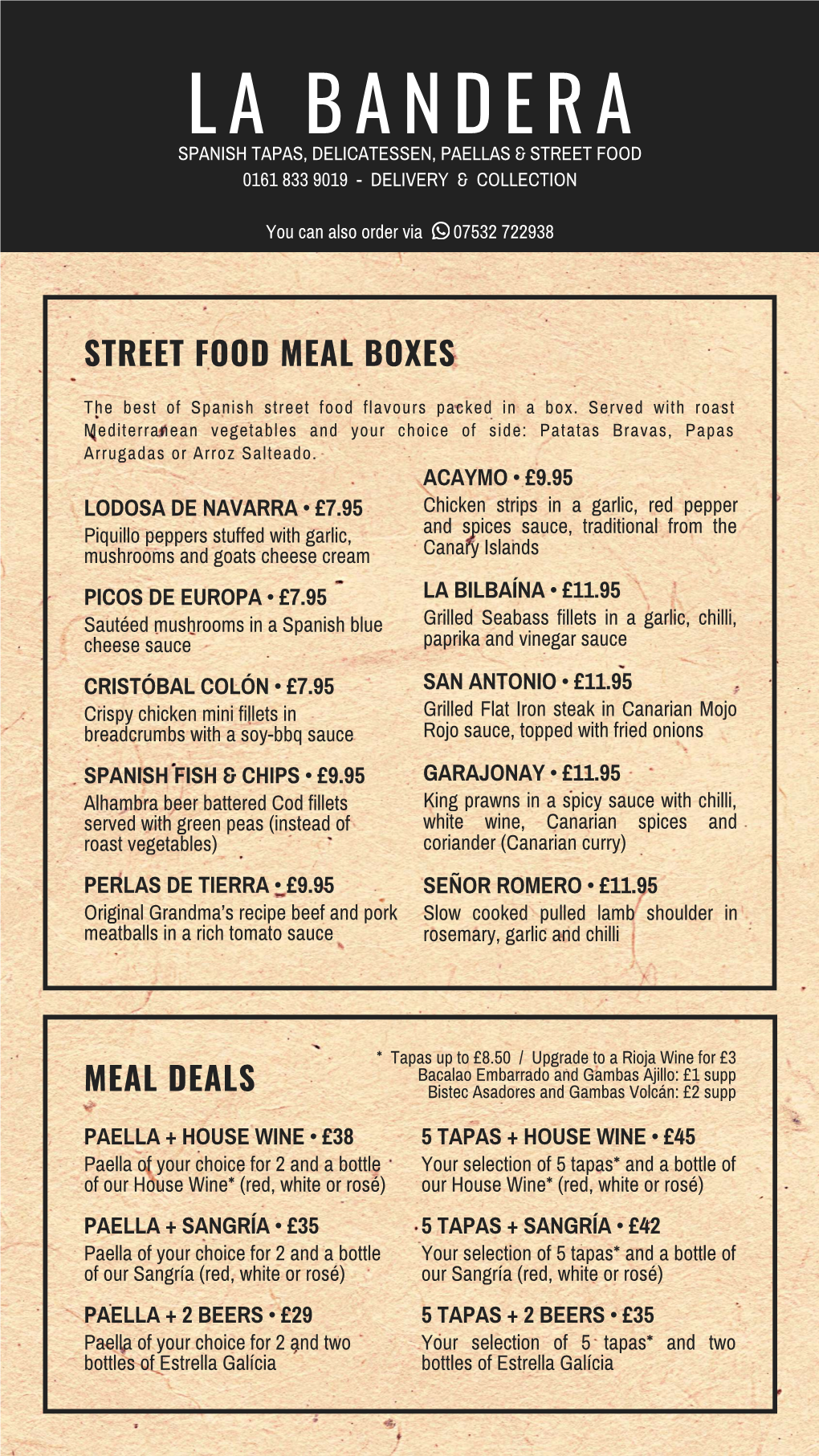 La Bandera Delivery Menu