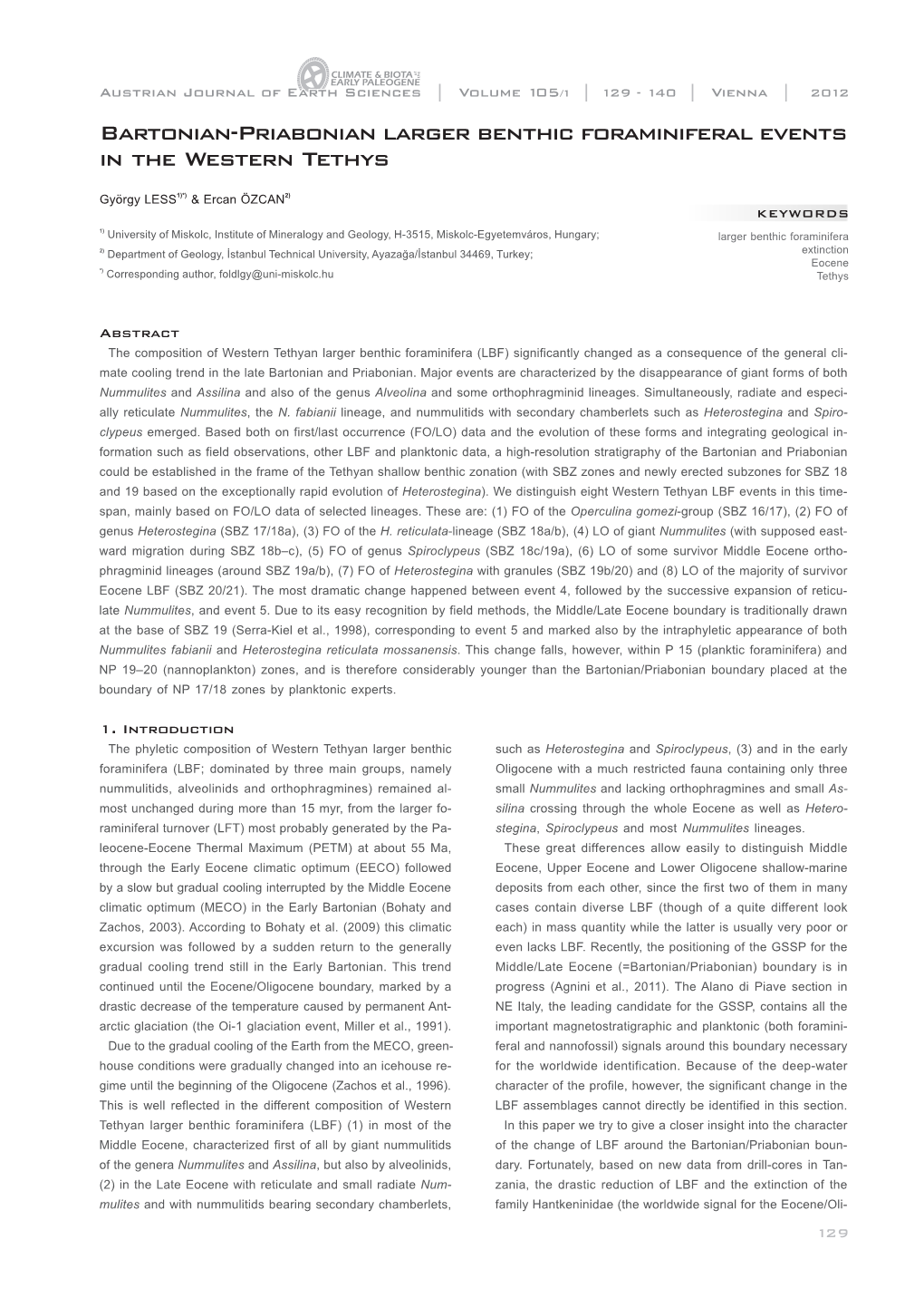 Bartonian-Priabonian Larger Benthic Foraminiferal Events in the Western Tethys______