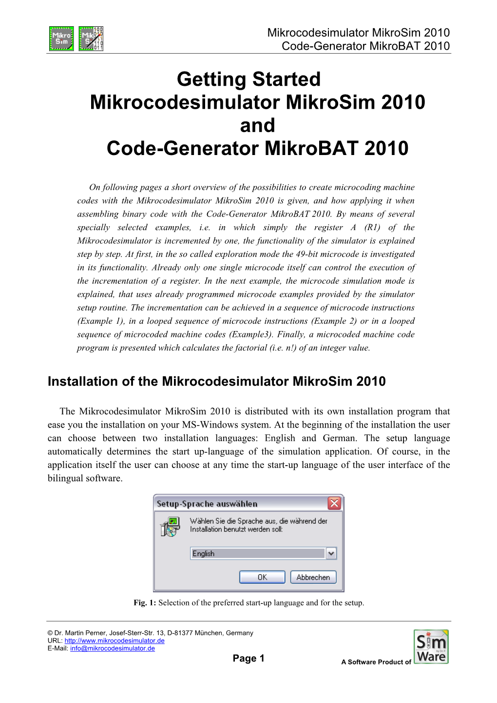 Getting Started Mikrocodesimulator Mikrosim 2010 and Code-Generator Mikrobat 2010