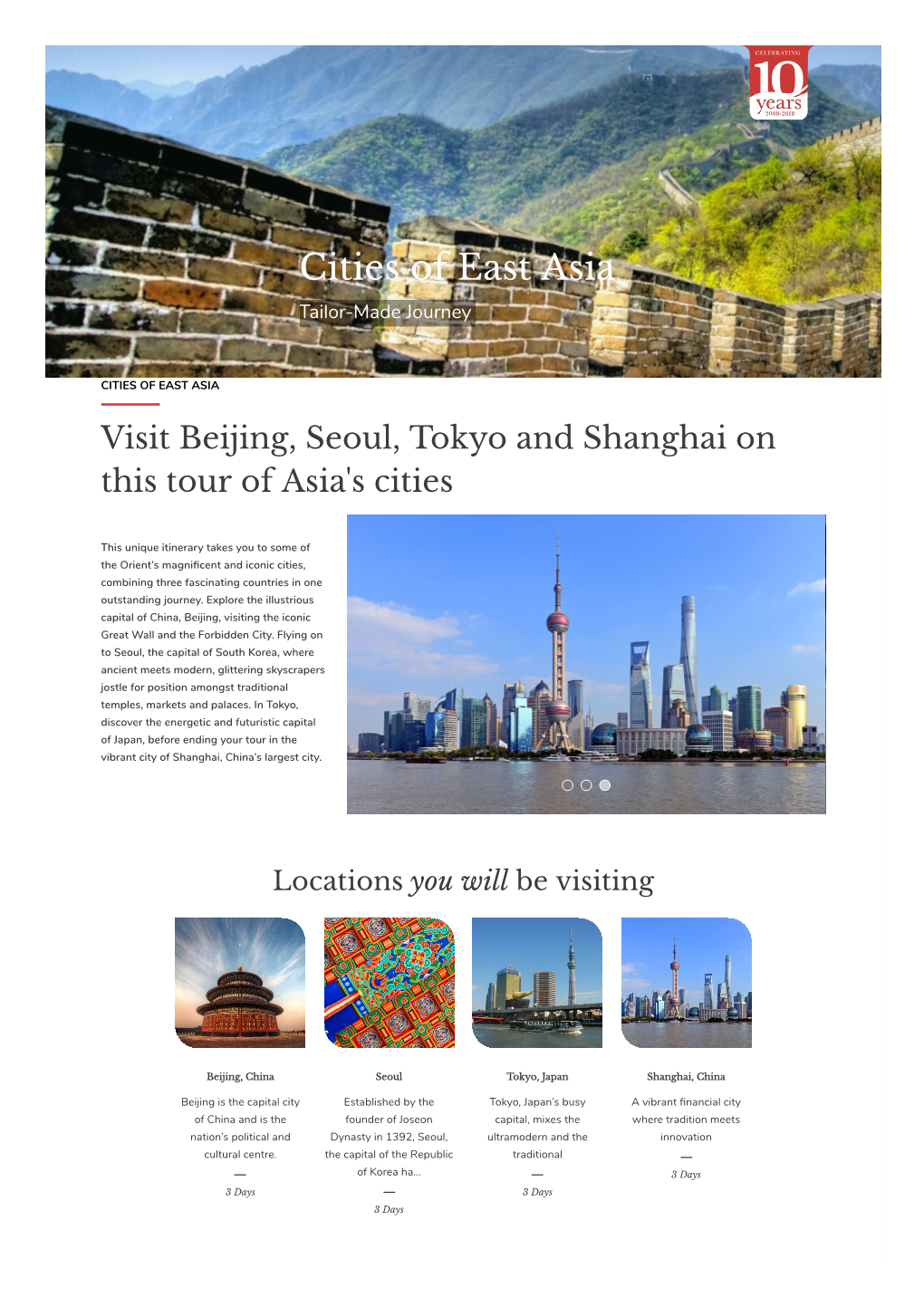 Cities of East Asia Tailor-Made Journey