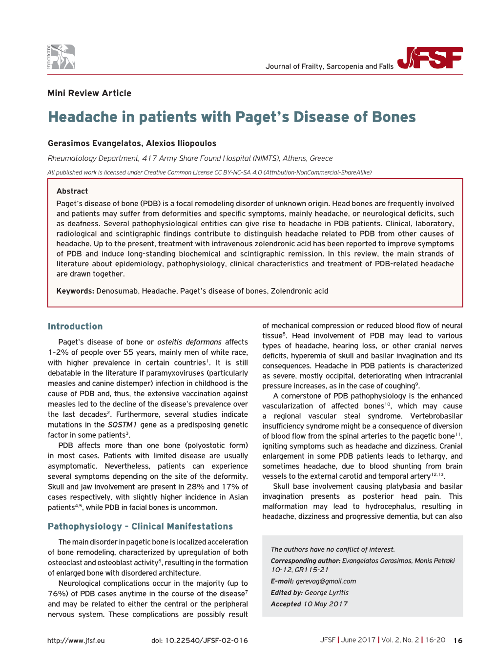 Headache in Patients with Paget's Disease of Bones