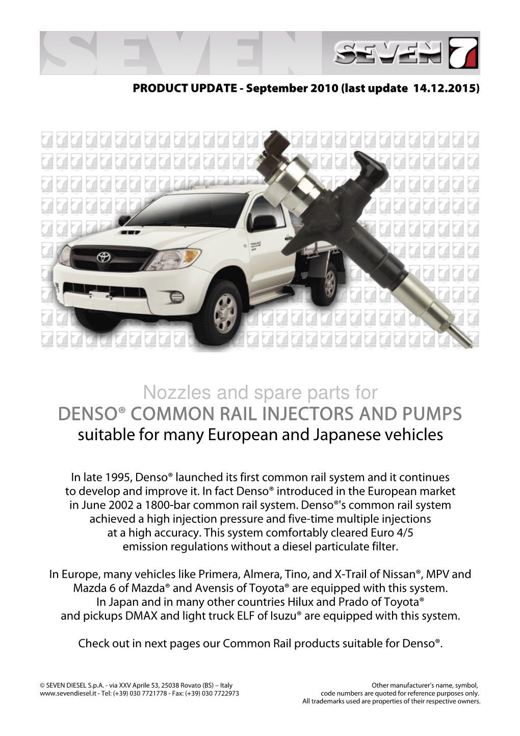 Nozzles and Spare Parts for DENSO® COMMON RAIL INJECTORS AND
