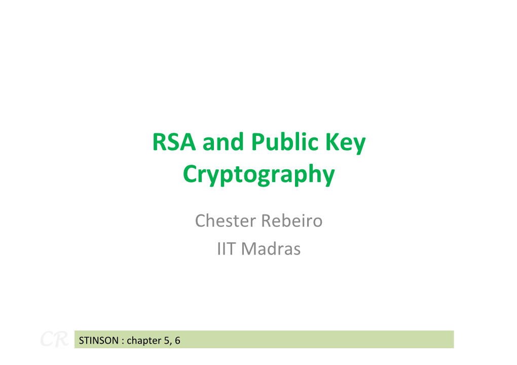 RSA and Public Key Cryptography