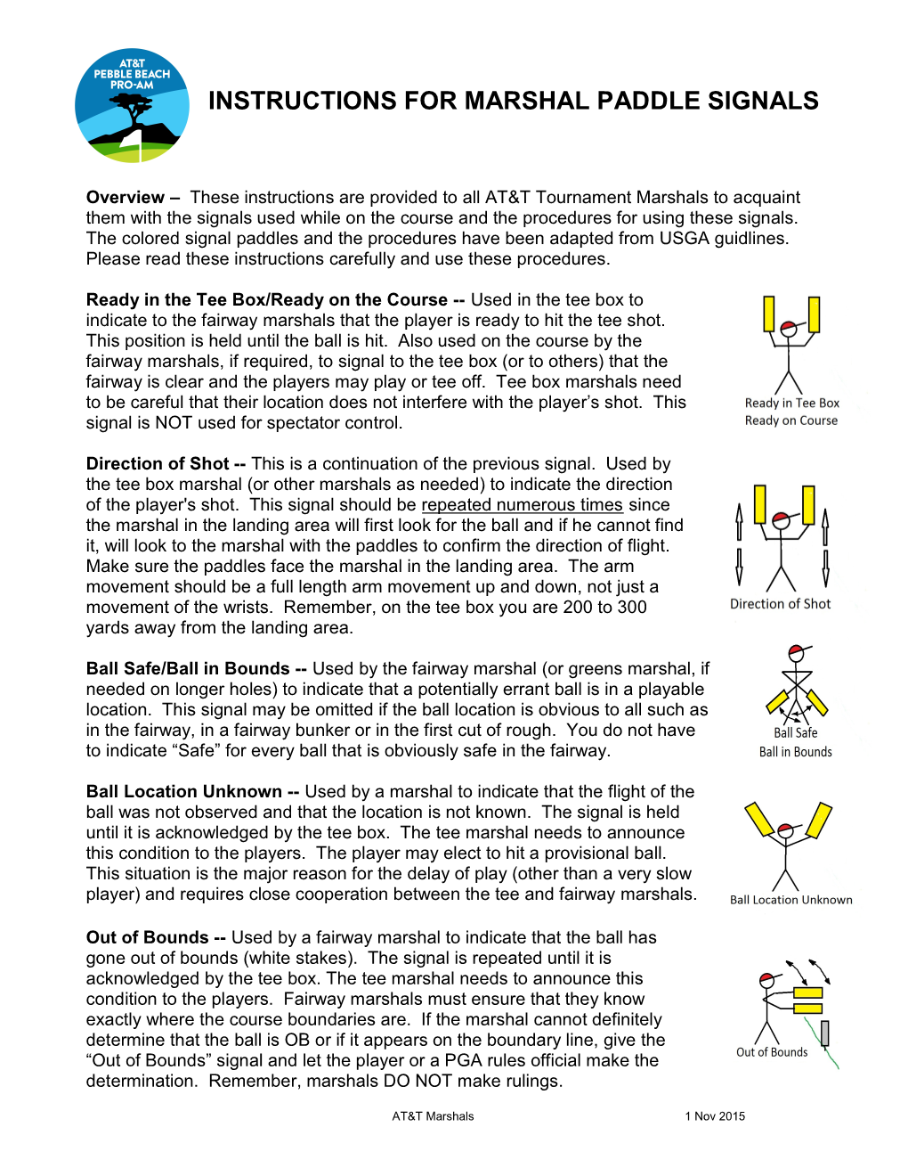 Instructions for Marshal Paddle Signals