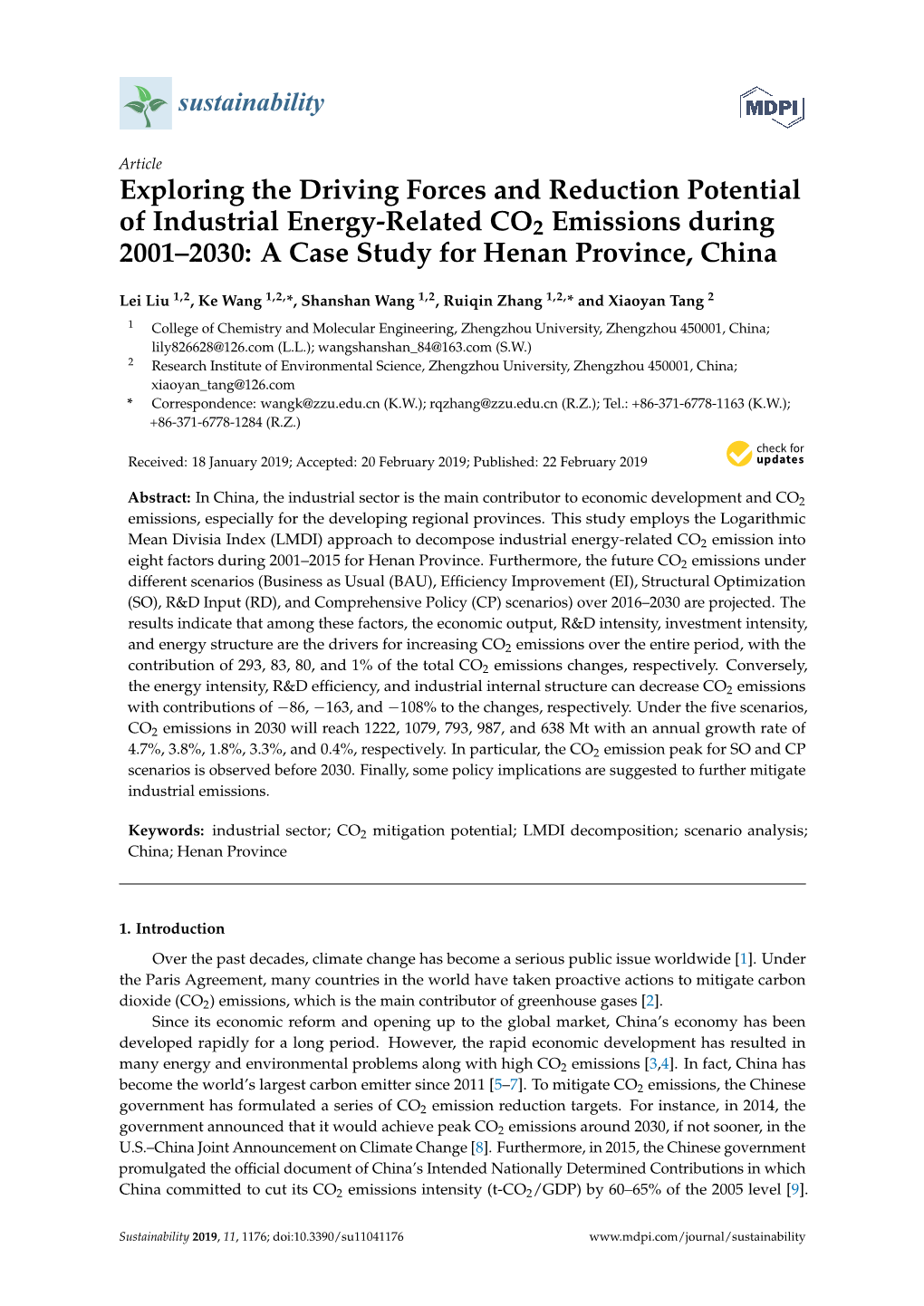 Exploring the Driving Forces and Reduction Potential of Industrial Energy-Related CO2 Emissions During 2001–2030: a Case Study for Henan Province, China