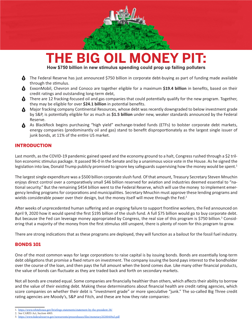 THE BIG OIL MONEY PIT: How $750 Billion in New Stimulus Spending Could Prop up Failing Polluters