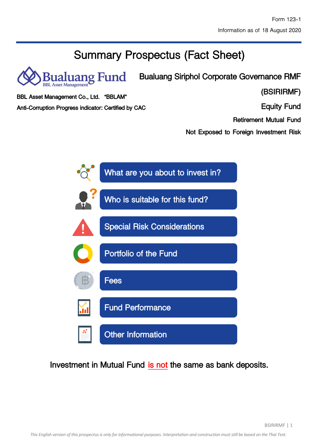 Summary Prospectus (Fact Sheet)