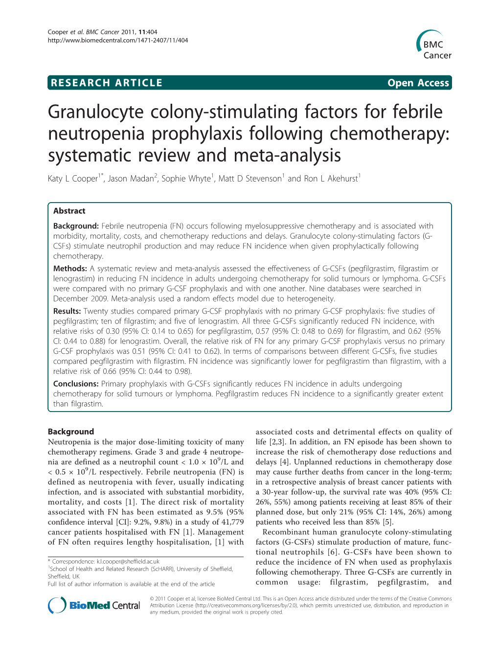 Granulocyte Colony-Stimulating Factors for Febrile